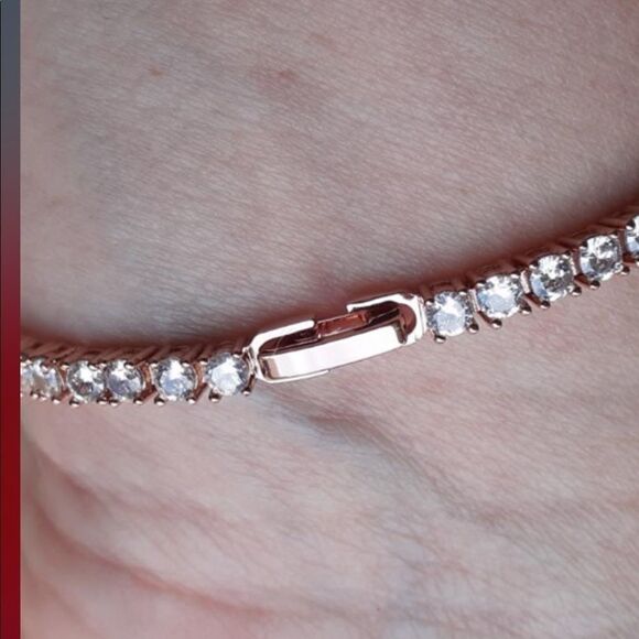 Elegant Rose Gold Tennis Bracelet - Picture 5 of 7